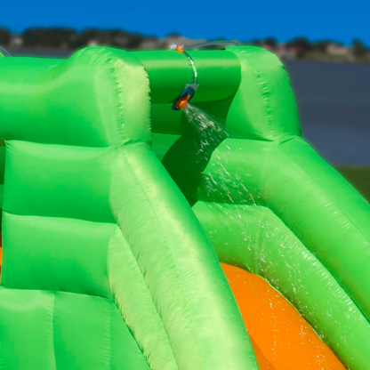 Inflatable Crocodile Splashing Pool With Dual Slides and Climbing Wall For Small Children