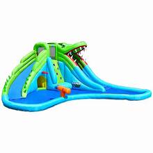 Inflatable Crocodile Splashing Pool With Dual Slides and Climbing Wall For Small Children